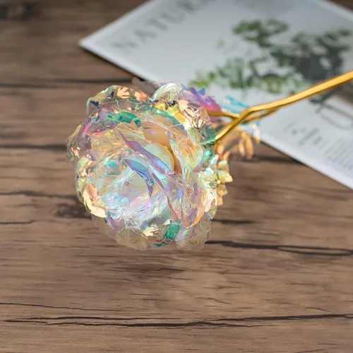 Vista 8 de 3 piezas de rosas artificiales chapadas en papel de aluminio de imitación para el día de San Valentín, Día de la Madre, cumpleaños, regalos de amor