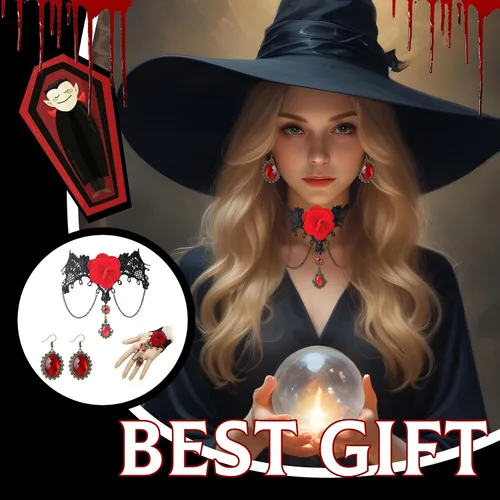 Vista 2 de Gargantilla negra para mujer, accesorios góticos, vampiros y steampunk - Disfraces de Halloween