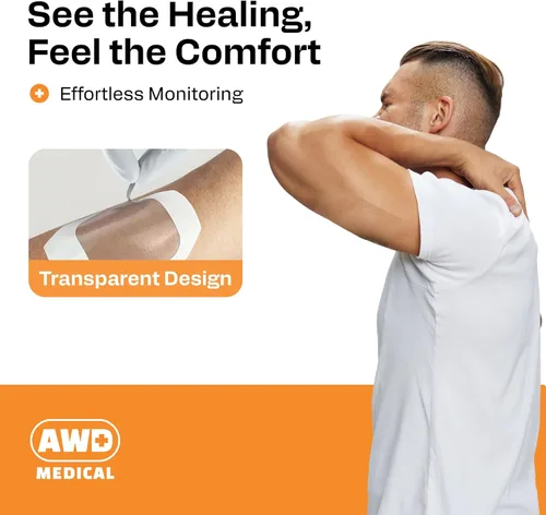 Vista 6 de AWD - Vendaje de película transparente, impermeable, transparente, cinta adhesiva para vendaje, cubierta transparente IV, protector de ducha