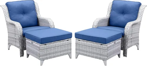 Vista 5 de Belord Mesa auxiliar pequeña para exteriores, mesa de mimbre de vidrio templado, mesa de centro impermeable para patio, mesa auxiliar de ratán