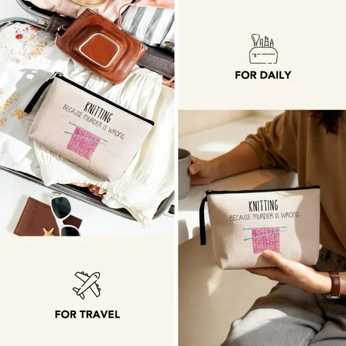 Vista 4 de Hanamiya Na Regalos de compromiso para mujeres, bolsa de maquillaje divertida para tejer, regalo de ganchillo, Multicolor 0037, Novedad, Humorístico