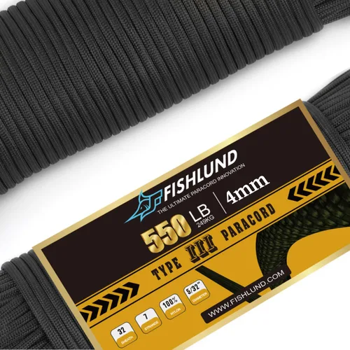 Vista 20 de Paracord 550 lb, cuerda de paracaídas de 7 hebras de 50 pies, 4 mm, de nailon, para camping, verde militar
