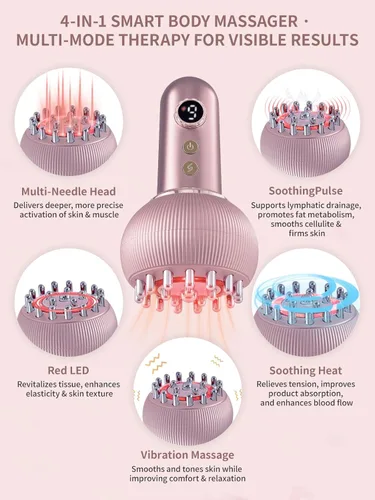 Vista 4 de Masajeador de drenaje linfático y herramienta de masaje anticelulitis, ayuda a reducir las estrías y la celulitis, para piernas, brazos y vientre