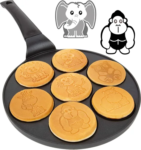Vista 14 de Sartén mini para hotcakes con emojis - 7 caras sonrientes únicas para niños, sartén antiadherente para hotcakes con moldes para la estufa, plancha
