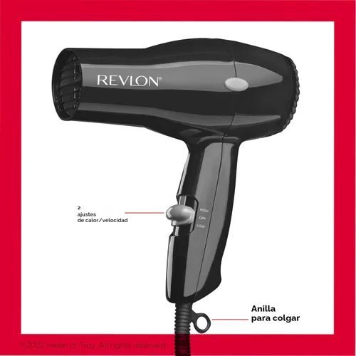 Vista 3 de Revlon Secador de pelo compacto Diseño ligero de 1875 W, perfecto para viajes, (negro)