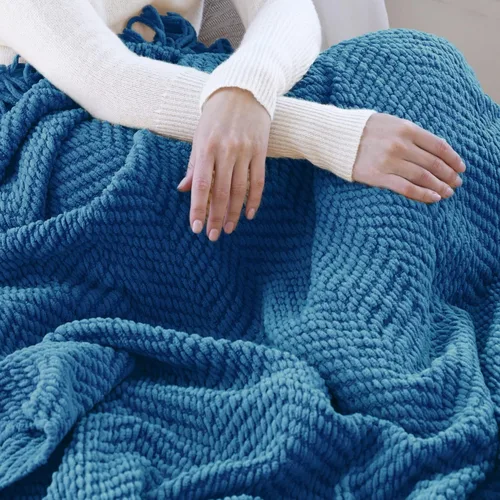 Vista 75 de Manta para sofá, funda de sofá suave de punto texturizado, manta de tweed con borlas de flecos para decoración del hogar, cama, sofá, silla, 50 x 60