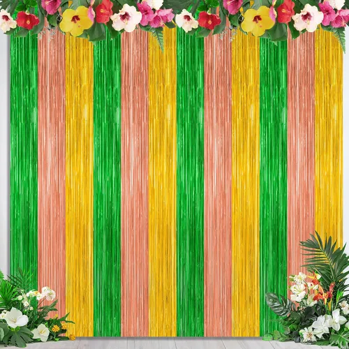 Vista 45 de 2 Pack 4th of July Party Decorations, 3.28 FT x 7.05 FT Glitter Red Silver Blue Foil Curtains, 250th Anniversary Patriotic Star Pattern Tinsel