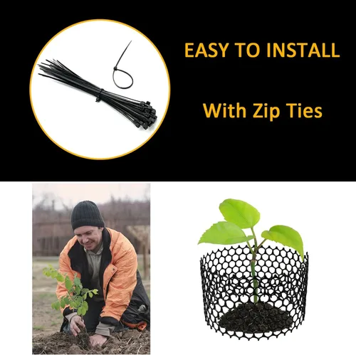 Vista 3 de Malla de alambre de pollo de plástico con bridas de cremallera, red de jardín de 1.3 x 10 pies para postes de musgo, alambre de pollo de plástico