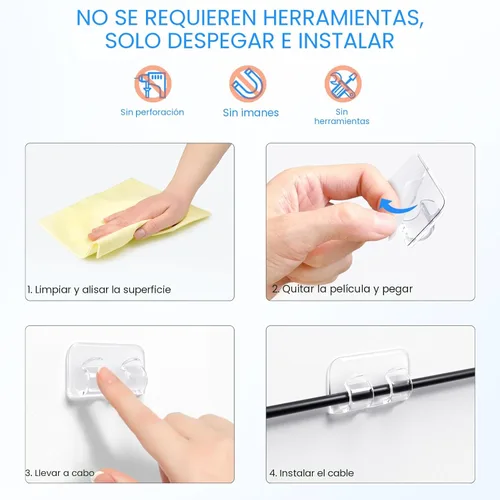 Vista 5 de Hetyue Ganchos para clips de luces de cadena para exteriores: 26 ganchos de luz resistentes con tiras adhesivas impermeables - Soportes de cable