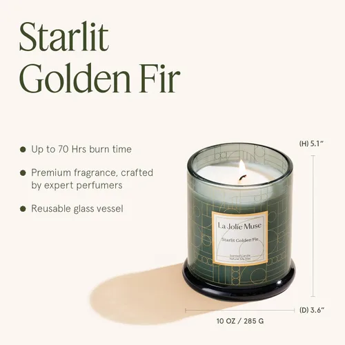 Vista 5 de LA JOLIE MUSE Vela de Navidad, regalos de vacaciones de madera de cedro y ciprés, 75 horas de combustión, regalo de vela de soja natural, jarra