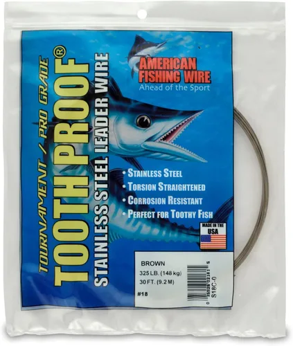 Vista 19 de AFW Alambre Líder Duro de Una Hebra de Acero Inoxidable a Prueba de Dientes - Brillante y Camuflaje para Tiburón, Barracuda, Caballa Real, Wahoo