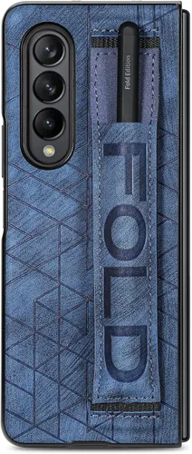 Vista 7 de Asuwish Funda de cuero para Samsung Galaxy Z Fold 4 5G 2022 y accesorios para celulares, funda de cuero con soporte para S Pen Ranura Correa de Azul