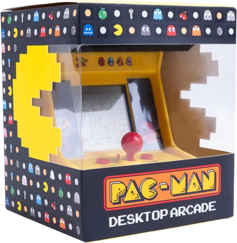 Vista 5 de Pac-Man Desktop Arcade - Mini juego retro de arcade con juego clásico de 8 bits, pantalla LCD, controles de joystick, funciona con batería