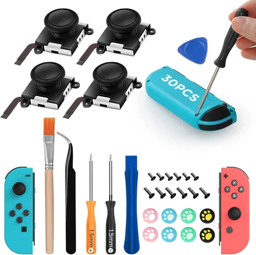 GeeRic, Joycon Joystick de repuesto, 30 piezas Joycon Kit de reparación compatible con Switch OLED, kit de reparación Joycon Joystick de repuesto