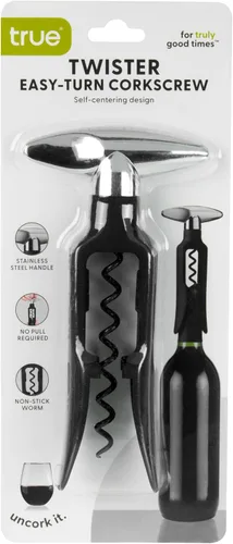 Vista 11 de True Sacacorchos autoestirable, plástico duradero con mango cromado fácil de girar, abridor de botellas de vino para camareros, herramientas de bar