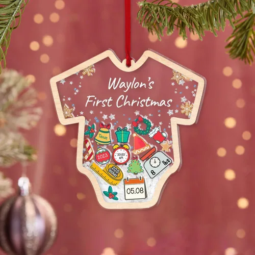 Vista 4 de MeMate Baby's First Christmas Ornament 2024, Baby Birth Stat Ornament, Personalized Babys 1st Christmas Ornaments 4D Shaker, Baby Ornaments