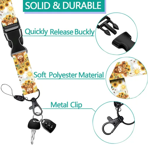 Vista 70 de Portatarjetas blanco con cordón para tarjetas de identificación, carrete retráctil negro con clip de mosquetón, tarjetero de identificación