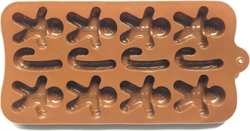 Vista 3 de 2 moldes de silicona de Navidad para hornear gelatina, bastón de caramelo, molde de caramelo de chocolate para hombres de jengibre (2 formas)