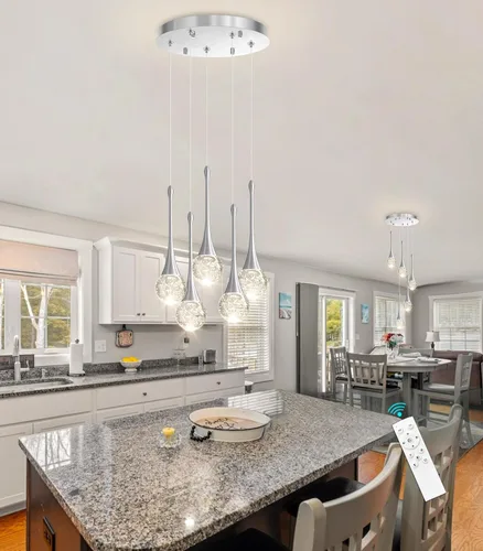 Vista 12 de Lámparas colgantes modernas para isla de cocina, LED, regulable, cristal glamuroso, iluminación colgante de techo para comedor, pasillo, dormitorio