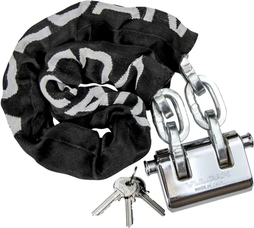 VULCAN Kit de Cadena de Seguridad y Cerradura - Premium Endurecida al Caso - 3/8 Pulgadas x 3 Pies (+/-2 Pulgadas) - La Cadena No Puede Ser Cortada