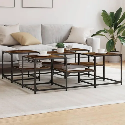 Coffee Table mesa de Centro para salaCoffee Table Smoked Oak 47.6"x47.6"x15.7" Engineered WoodSuitable for bedrooms, Living Rooms, and Dining Rooms