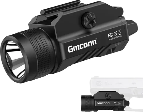 Vista 9 de Gmconn 1200 lúmenes montada en riel compacta pistola luz LED estroboscópica linterna táctica con 2 baterías de litio CR123A