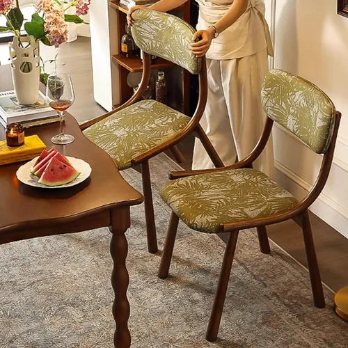 Vista 3 de Rustic Fabric Dining Room Chairs, Kitchen Chair with Backrest, Dining Chairs Lobby Chair Set for French Country Farmhouse Kitchen Home
