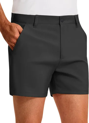 PULI Pantalones cortos de golf para hombre, entrepierna de 5 pulgadas, ajuste relajado, elástico, ligero, casual, viajes, secado rápido, pantalones