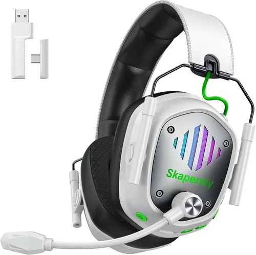 Wireless Gaming Headset for PC, PS5, PS4, Switch, Mac, Mobile Phone, USB&Type-C 2.4GHz Gaming Headphones with ENC Noise Cancelling Mic, 50mm