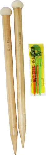 Vista 6 de KnitPal Agujas de tejer de madera de 14 pulgadas (13.8 in), tamaño 19, agujas de tejer grandes de madera de roble real para hilo grueso, agujas
