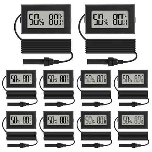 Vista 8 de Mini termómetro digital higrómetro medidor interior con sensor de sonda LCD medidor de temperatura humedad Fahrenheit medidor para incubadora reptil