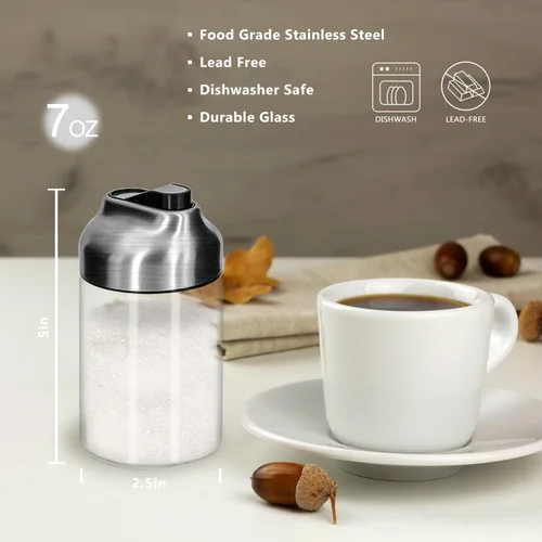 Vista 3 de Aelga Dispensador de azúcar de vidrio con boquilla de vertido, vertedor pesado, accesorios de barra de café para café, té y hornear