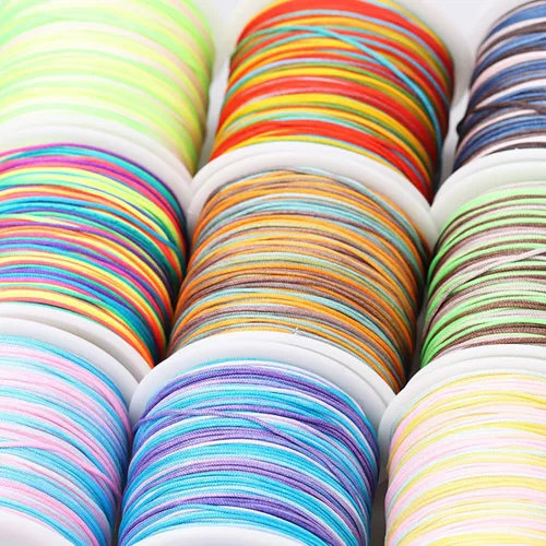 Vista 6 de Cordón de nailon para cuentas de 164.0 ft x 0.031 in, hilo de raso satinado de nailon trenzado para manualidades de macramé