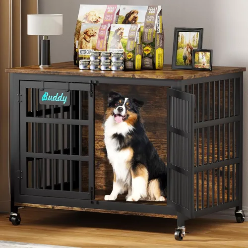 Vista 13 de EasyCom Jaula para Perros de Alta Resistencia para Interior con Etiqueta de Nombre, Mueble de Jaula para Perros de 27 Pulgadas para Perros Pequeños