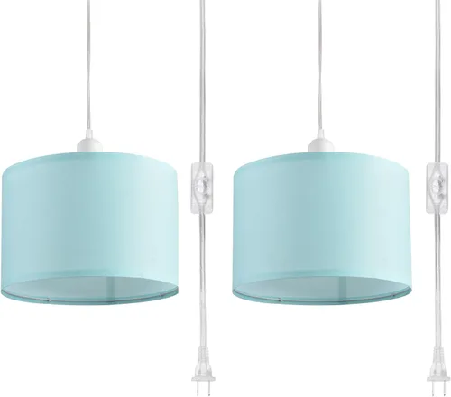 Vista 18 de Paquete de 2 lámparas colgantes enchufables, luz colgante con cable transparente de 15 pies, interruptor de encendido/apagado, pantalla de lámpara