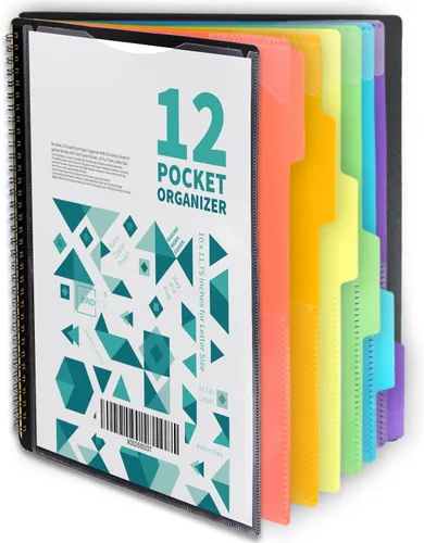 Vista 7 de Binditek Paquete de 1 organizador de proyectos de polietileno de 18 bolsillos con 9 divisores, carpeta resistente con portada personalizable, lomo