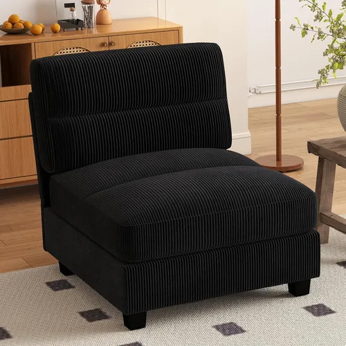 Vista 30 de HAOMARKETS Sofá esquinero modular en forma de L de 115 pulgadas con 2 otomanas móviles, sofás de pana de 8 plazas con cojín grueso para sala de Beige