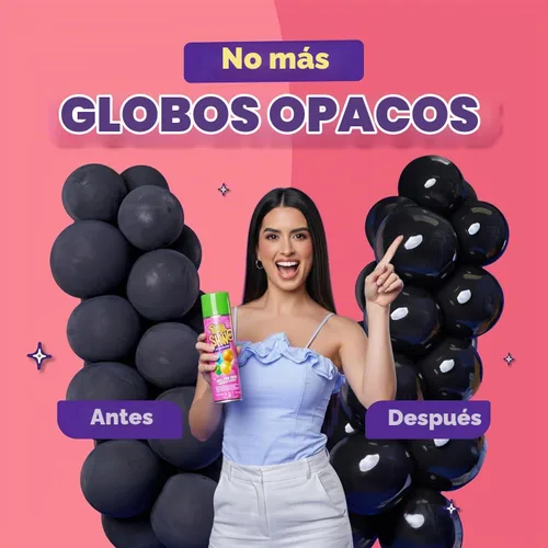 Vista 4 de Party Shine - Aerosol de silicona para globos de látex, aroma dulce de chicle, impermeable, fórmula antideslizante, brillo de globo, perfecto