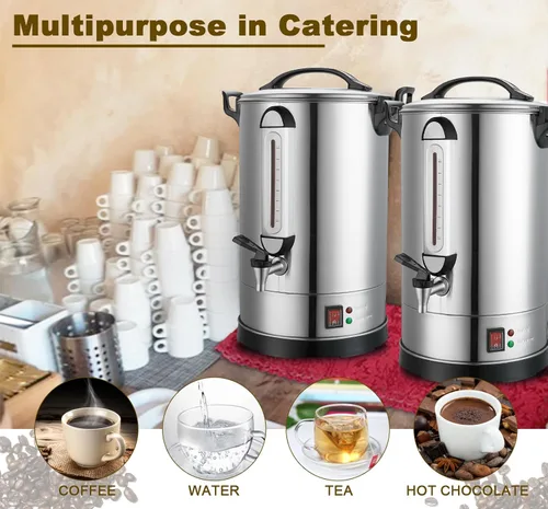 Vista 7 de Urna de café comercial, cafetera grande de 100 tazas, dispensador de café industrial, 1300 W, preparación rápida, doble pared, acero inoxidable