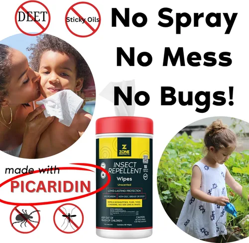 Vista 6 de Toallitas repelentes de insectos sin perfume de Picaridina; 80 toallitas de picaridina, protección probada de 12 horas; mosquitos, garrapatas