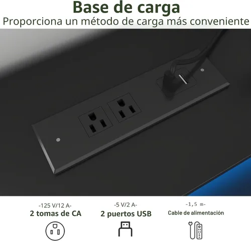 Vista 3 de Gyfimoie Cómoda de 6 cajones con toma de corriente, cómoda con luz LED, cómoda moderna con cubículo de almacenamiento abierto, organizador de Negro