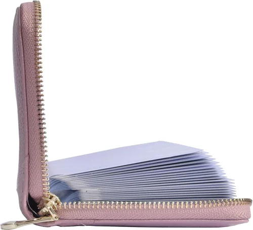 Vista 3 de Easyoulife - Monedero de cuero con cremallera, billetera portatarjetas para mujer, bloqueo RFID