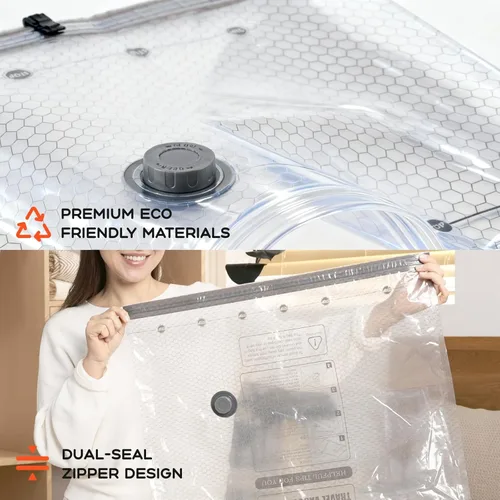 Vista 6 de Bolsas de vacío para ropa con bomba de aire recargable, paquete de 10 bolsas de sellado al vacío para viajes, bolsas ahorradoras de espacio