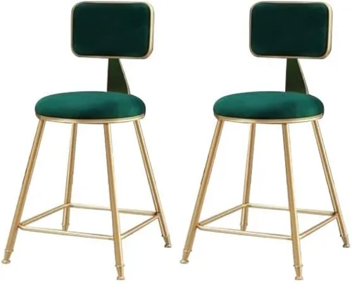 Vista 48 de Taburete moderno para mostrador, taburete sin brazos, taburete de hierro con cojín y pedal, 1 taburete corto (18 pulgadas de alto) azul