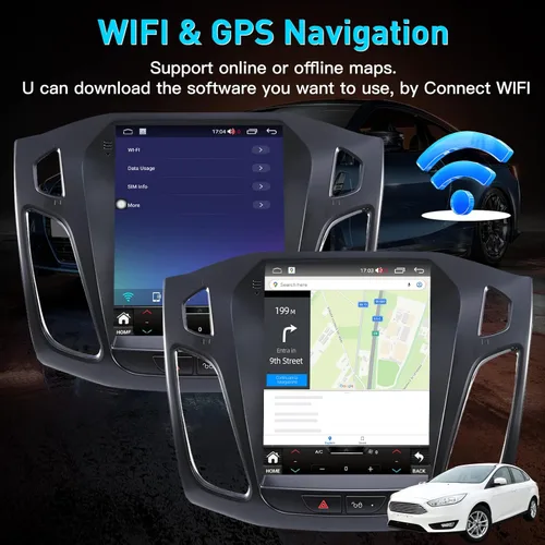 Vista 4 de Radio estéreo para automóvil Ford Focus 2012-2018 con Carplay/Android Auto, pantalla táctil IPS de 10.4 pulgadas de reemplazo con navegación