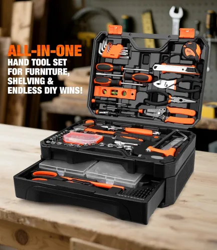 Vista 12 de Juego de herramientas de 328 piezas – Kit de herramientas caja de herramientas con cajón, kit de herramientas de mano general para el hogar perfecto