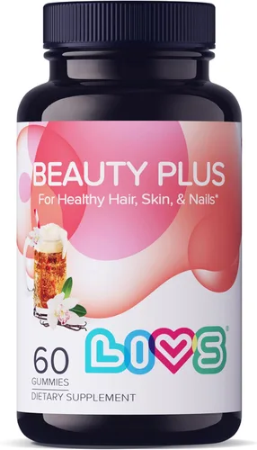 LIVS Beauty Plus Gomitas de vitaminas – Gomitas de biotina para cabello, piel y uñas | Suplemento de belleza natural, sin gluten, sin OMG con