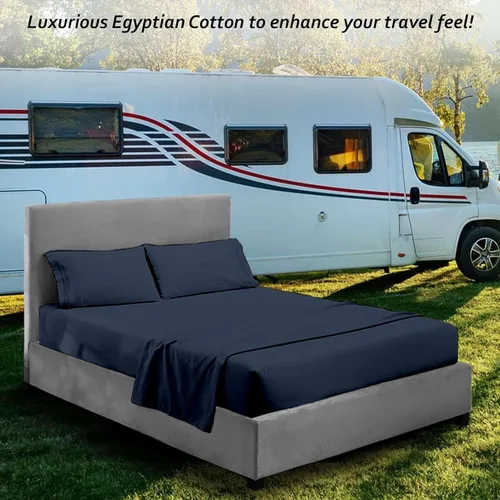 Vista 141 de Juego de sábanas para autocaravana tamaño individual (39 x 75) – 100% algodón egipcio, suave y refrescante, sábana bajera de 16 pulgadas