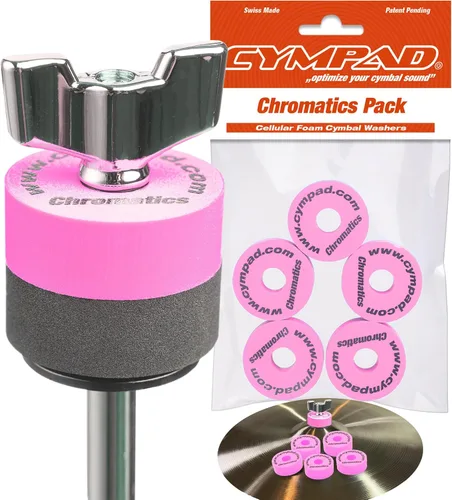 Vista 15 de Cympad Chromatics - Juego de almohadillas de espuma para platillos en blanco – Arandelas de espuma de memoria de alta densidad para mejorar
