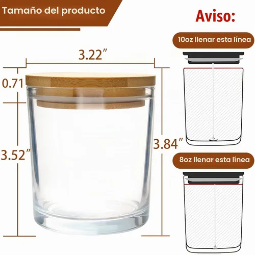 Vista 3 de CONNOO Paquete de 12 tarros de vela de vidrio negro mate de 10 onzas
